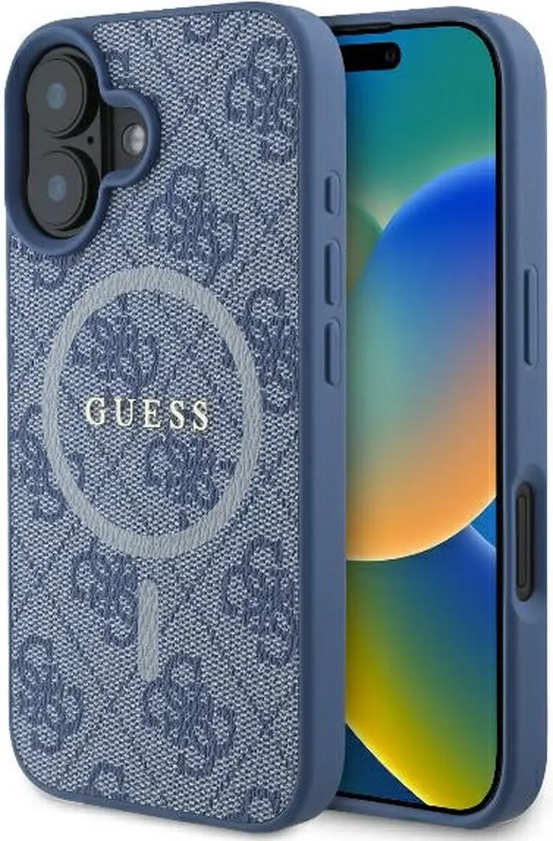 GUESS 4G Ring Classic Logo Hoesje - iPhone 16 - Blauw - MagSafe