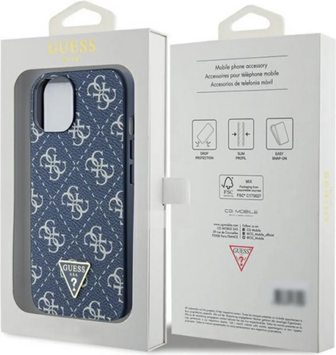Guess 4G Triangle Logo Hoesje - iPhone 15 - Blauw