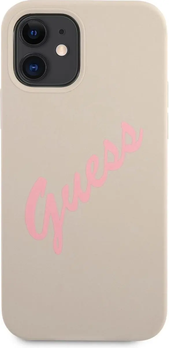 GUESS Silicone Vintage Hoesje iPhone 12 Mini - Stone - afbeelding 6 van 6