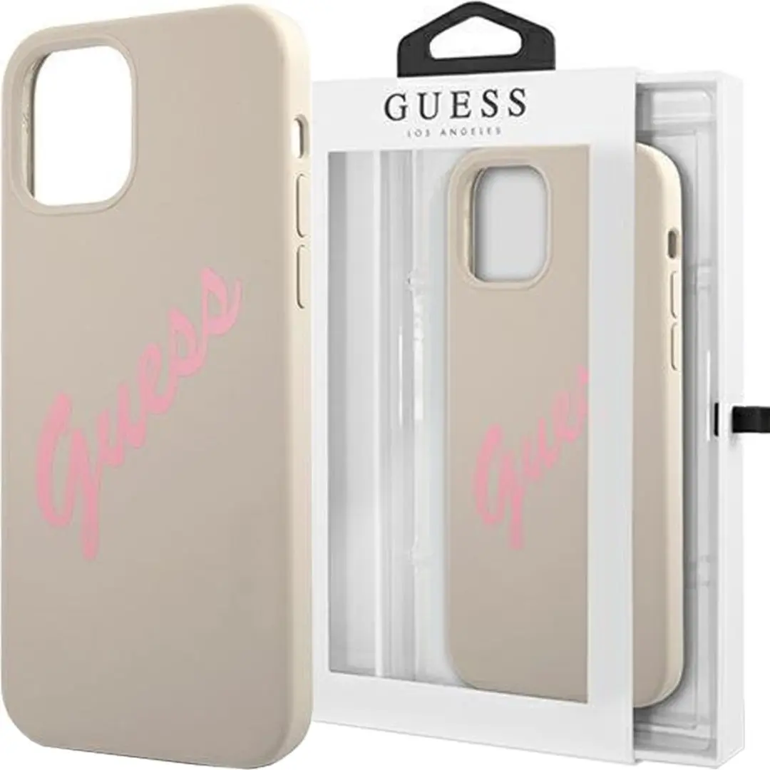 GUESS Silicone Vintage Hoesje iPhone 12 Mini - Stone