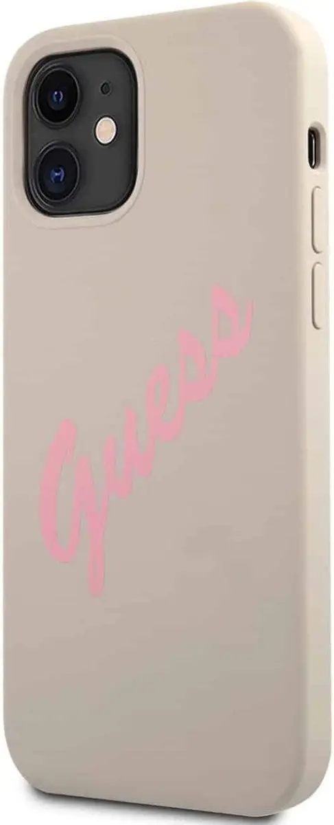 GUESS Silicone Vintage Hoesje iPhone 12 Mini - Stone