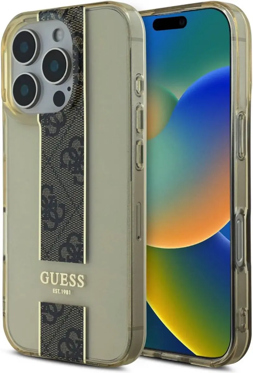 GUESS Beschermhoes iPhone 16 Pro Max GUHCP16XHS4PPW - Bruin