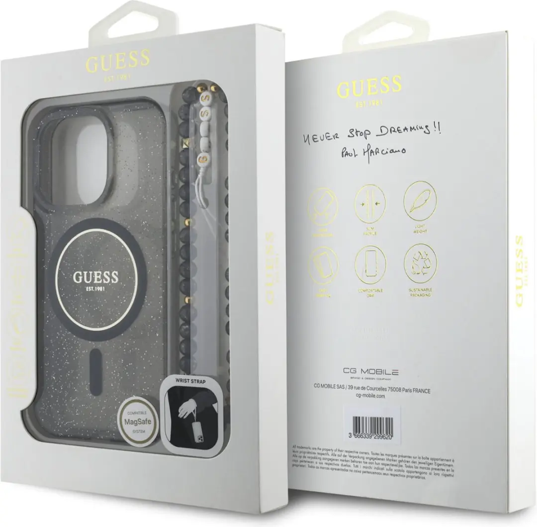 GUESS Backcover iPhone 16 Pro Magsafe IML - Zwart