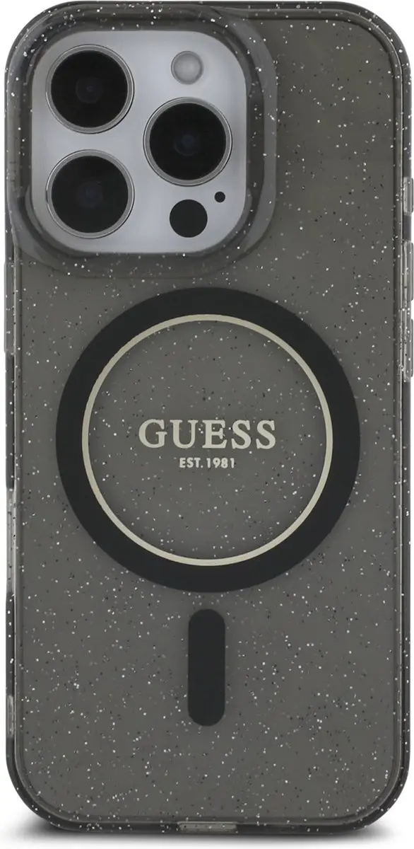 GUESS Backcover iPhone 16 Pro Magsafe IML - Zwart
