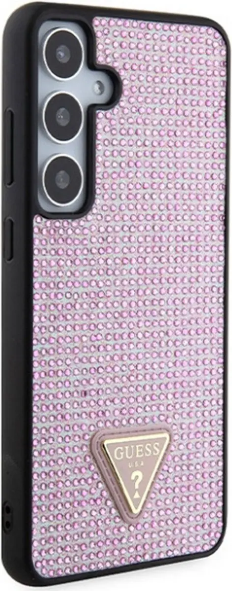 GUESS Roze Hoesje voor Samsung Galaxy S24 - Rhinestones Triangle Logo