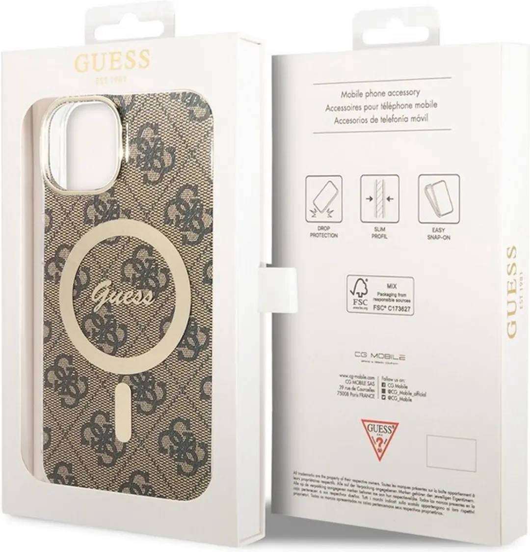 GUESS 4G Back Case voor iPhone 13 - Bruin