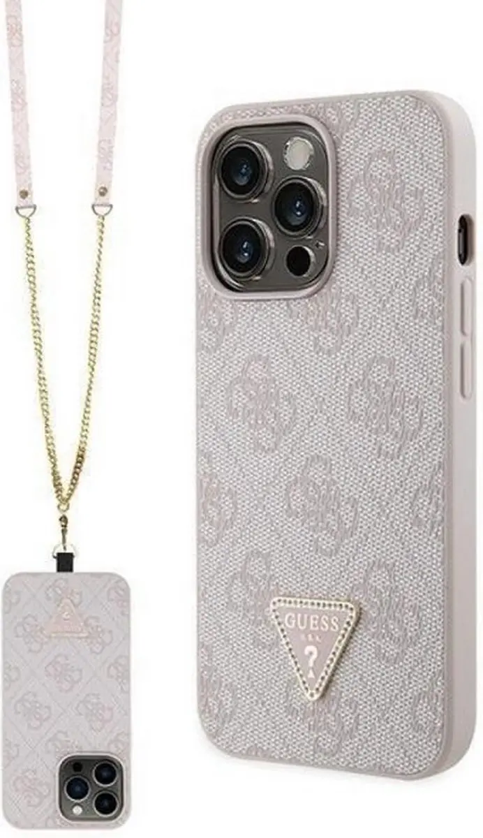GUESS 4G Triangle Crossbody Back Case - iPhone 13 Pro - Roze