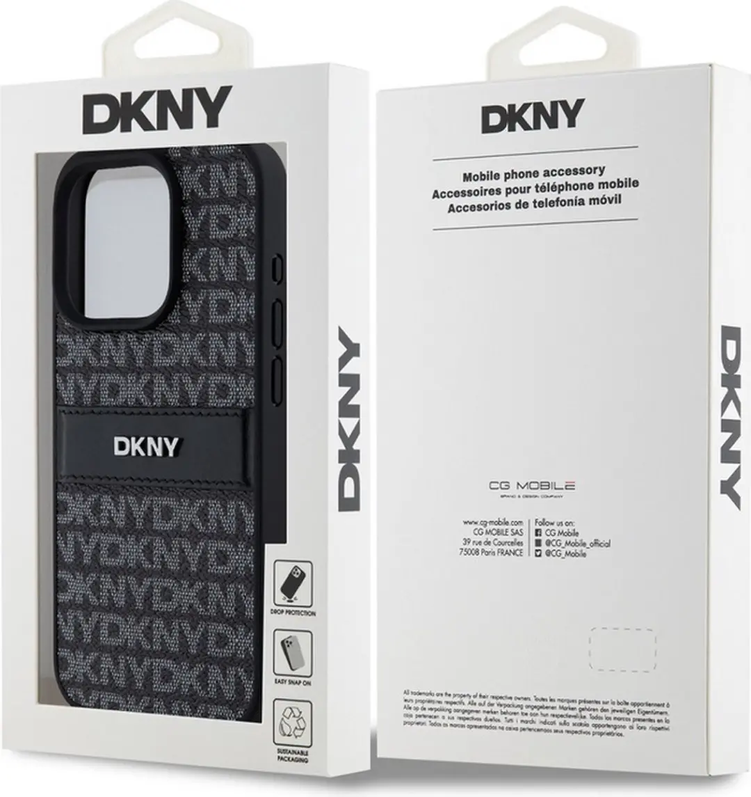 DKNY Textured Tonal Stripe Back Case - iPhone 15 Pro - Zwart - afbeelding 6 van 6