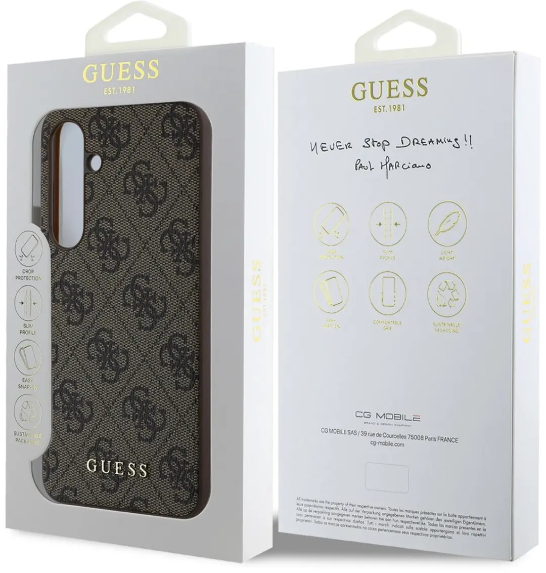 GUESS 4G Charms Backcover Hoesje GUHCS24FEGF4GBR - Bruin