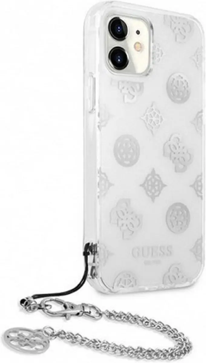 Guess Peony Back Case met Strap iPhone 11 - Zilver