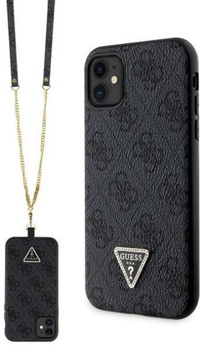 GUESS 4G Triangle Crossbody Back Case - iPhone 11/XR - Zwart