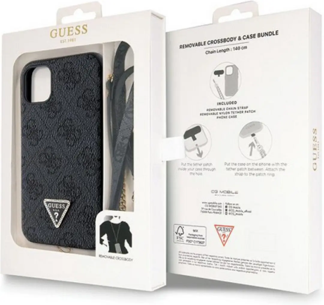 GUESS 4G Triangle Crossbody Back Case - iPhone 11/XR - Zwart