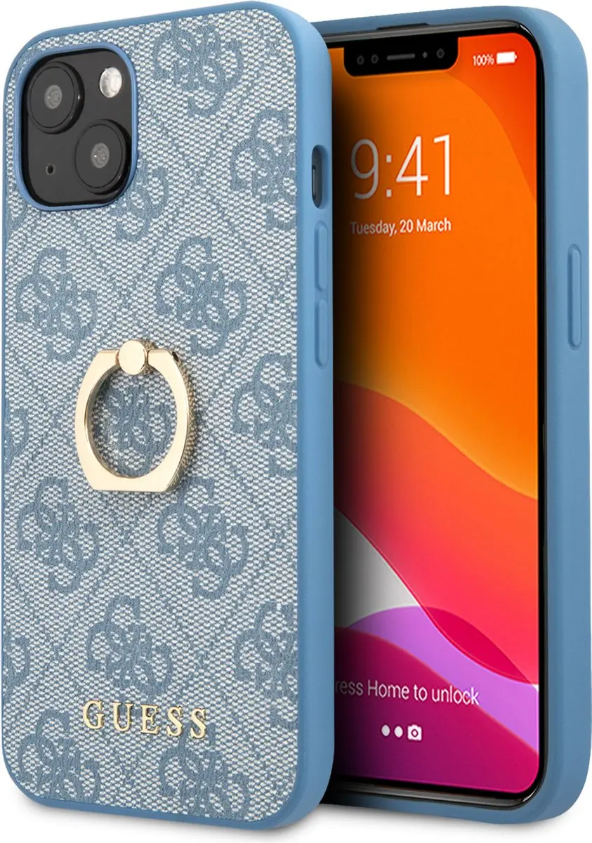GUESS Logo Backcase iPhone 13 Mini - Blauw - 7598
