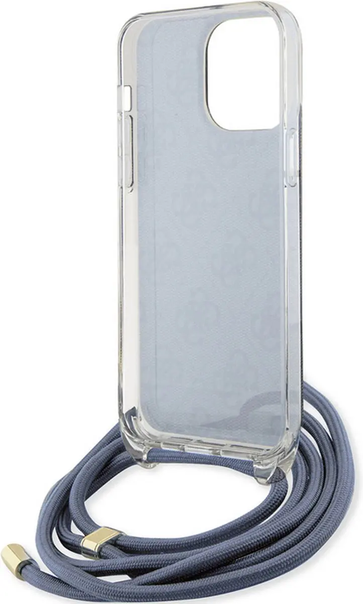 Guess 4G Printed Crossbody Hoesje - iPhone 15 Pro - Blauw