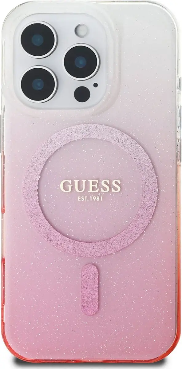 GUESS MagSafe Glitter Gradient Case iPhone 16 Pro Max - Roze