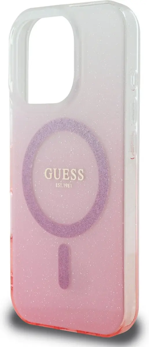 GUESS MagSafe Glitter Gradient Case iPhone 16 Pro Max - Roze