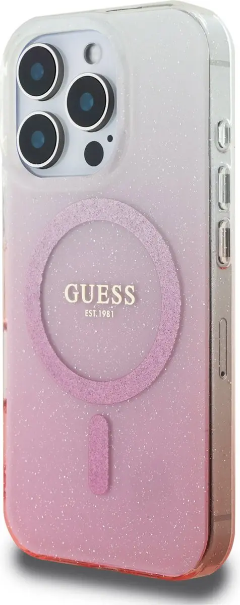 GUESS MagSafe Glitter Gradient Case iPhone 16 Pro Max - Roze
