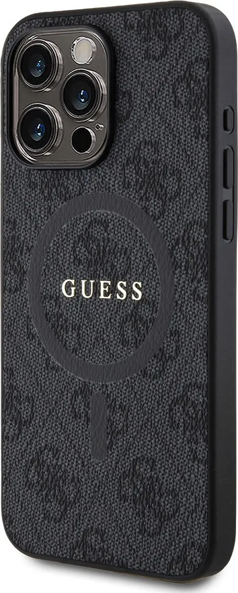 GUESS 4G Colored Ring Back Case MagSafe - iPhone 15 Pro - Zwart