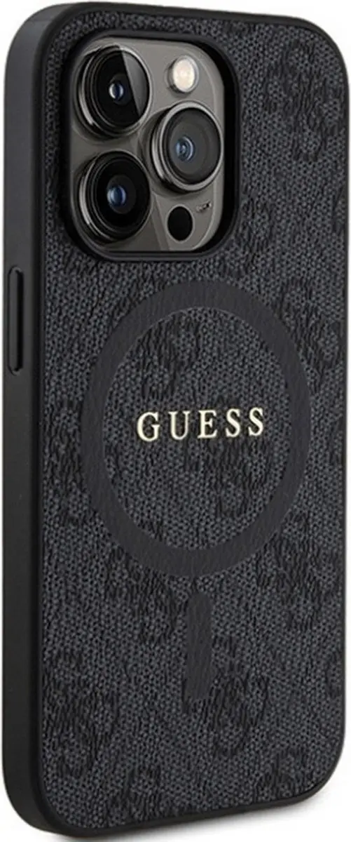 GUESS 4G Colored Ring Back Case MagSafe - iPhone 15 Pro - Zwart