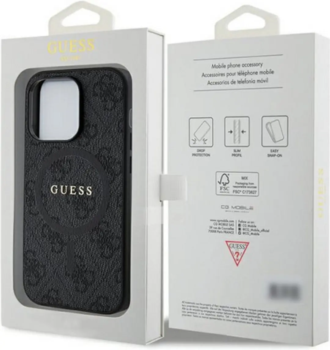 GUESS 4G Colored Ring Back Case MagSafe - iPhone 15 Pro - Zwart