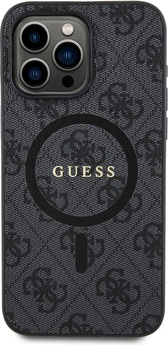GUESS 4G Colored Ring Back Case MagSafe - iPhone 15 Pro - Zwart