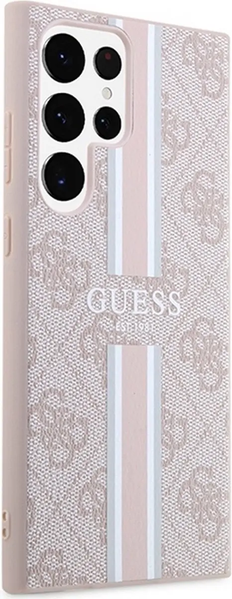 GUESS 4G Printed Stripe Back Case Roze - Samsung Galaxy S23 Ultra