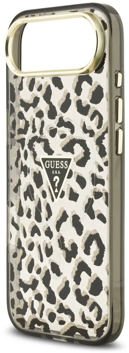 Guess iPhone 17 Air Backcover - Magsafe - Leopard Glitter Edition Zwart