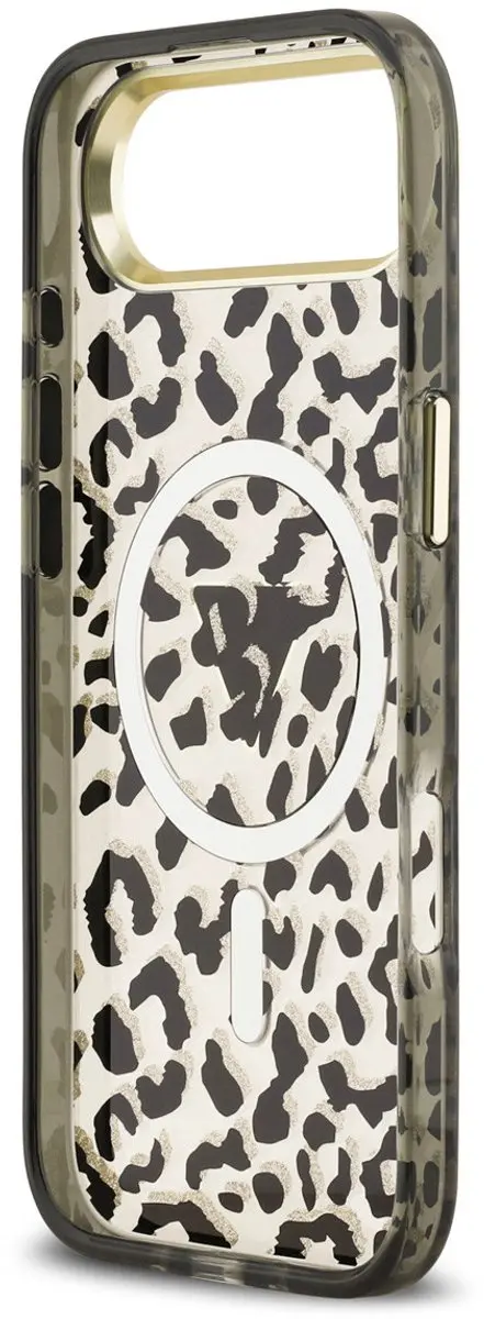 Guess iPhone 17 Air Backcover - Magsafe - Leopard Glitter Edition Zwart - afbeelding 6 van 6