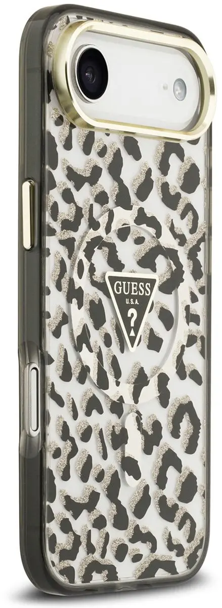 Guess iPhone 17 Air Backcover - Magsafe - Leopard Glitter Edition Zwart