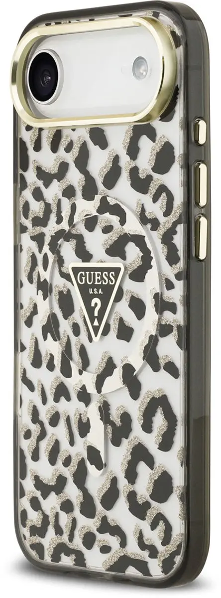 Guess iPhone 17 Air Backcover - Magsafe - Leopard Glitter Edition Zwart