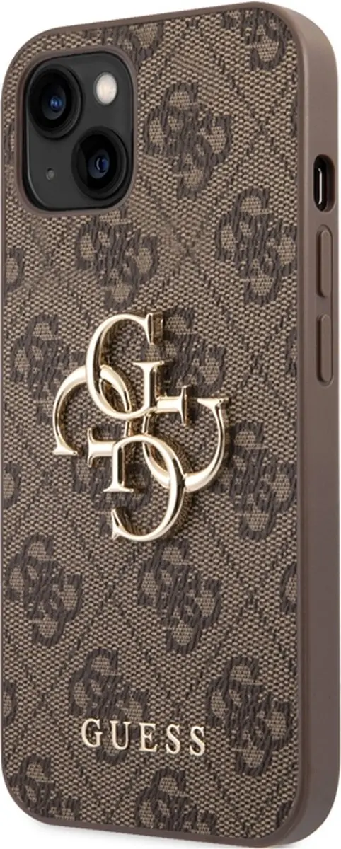 Guess Hoesje iPhone 14 - Big Metal Logo - Bruin