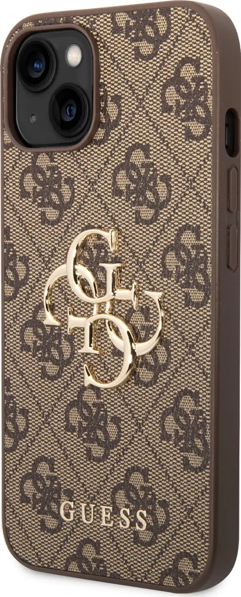 Guess Hoesje iPhone 14 - Big Metal Logo - Bruin
