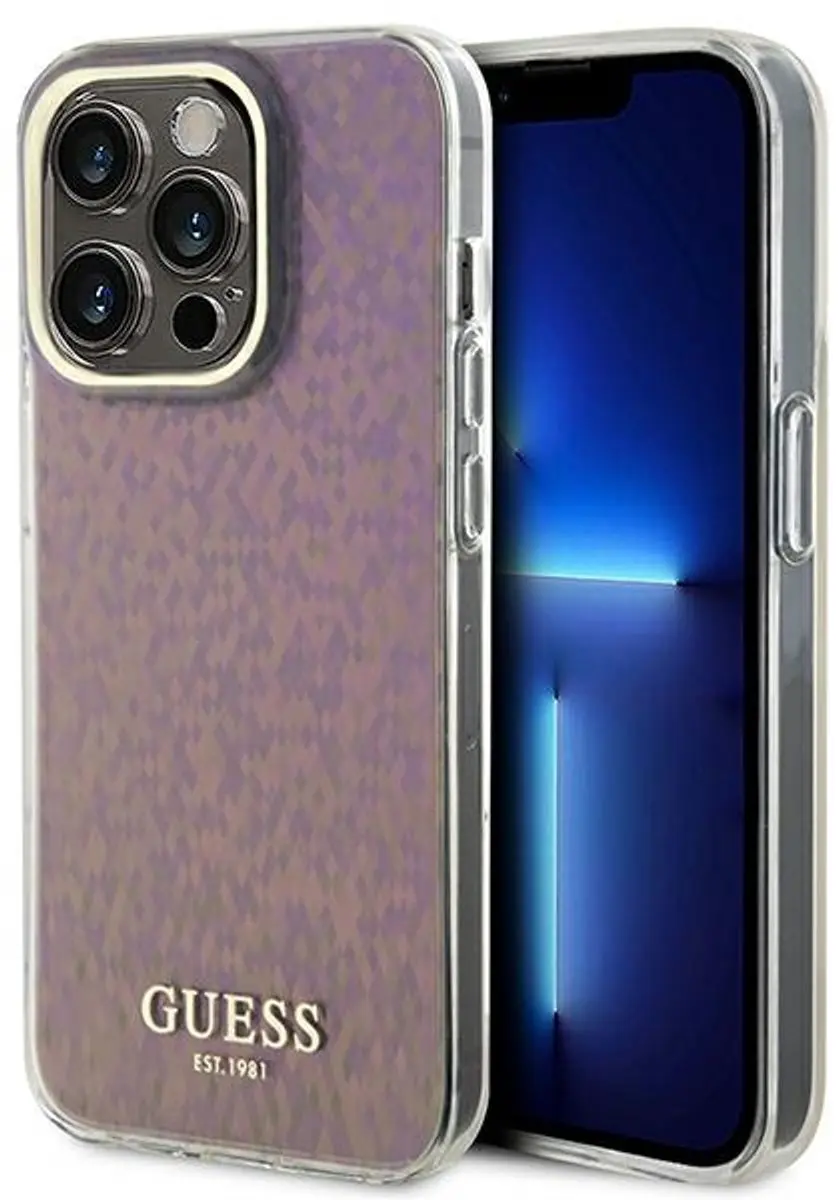 Guess Faceted Mirror Disco Hoesje - iPhone 15 Pro - Roze
