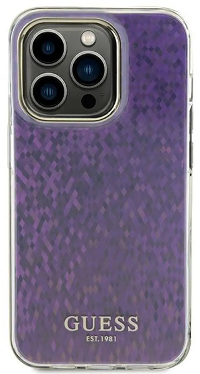 Guess Faceted Mirror Disco Hoesje - iPhone 15 Pro - Roze