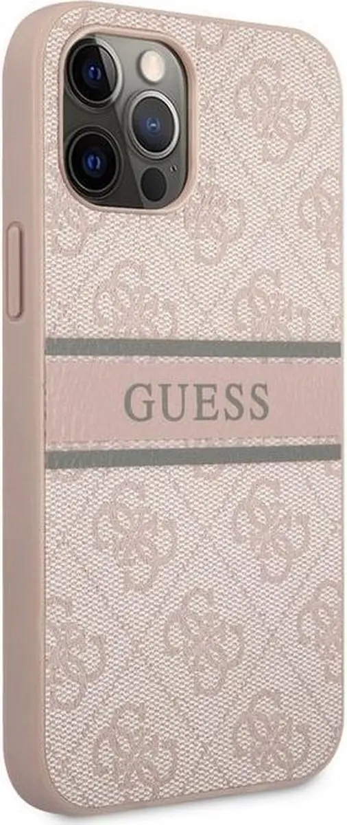 Guess 4G Printed Stripe Back Case iPhone 12/12 Pro - Roze - afbeelding 3 van 4