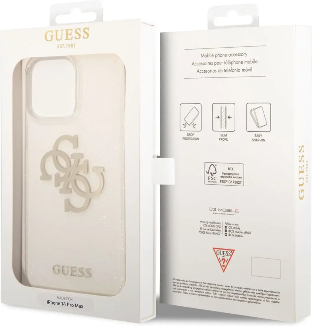 Guess GUHCP14X4GTR Back Cover - iPhone 14 Pro Max - Transparant - afbeelding 4 van 4