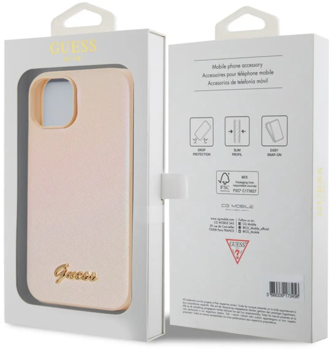Guess Iridescent Metal Script Back Case - iPhone 15 Goud - afbeelding 6 van 6
