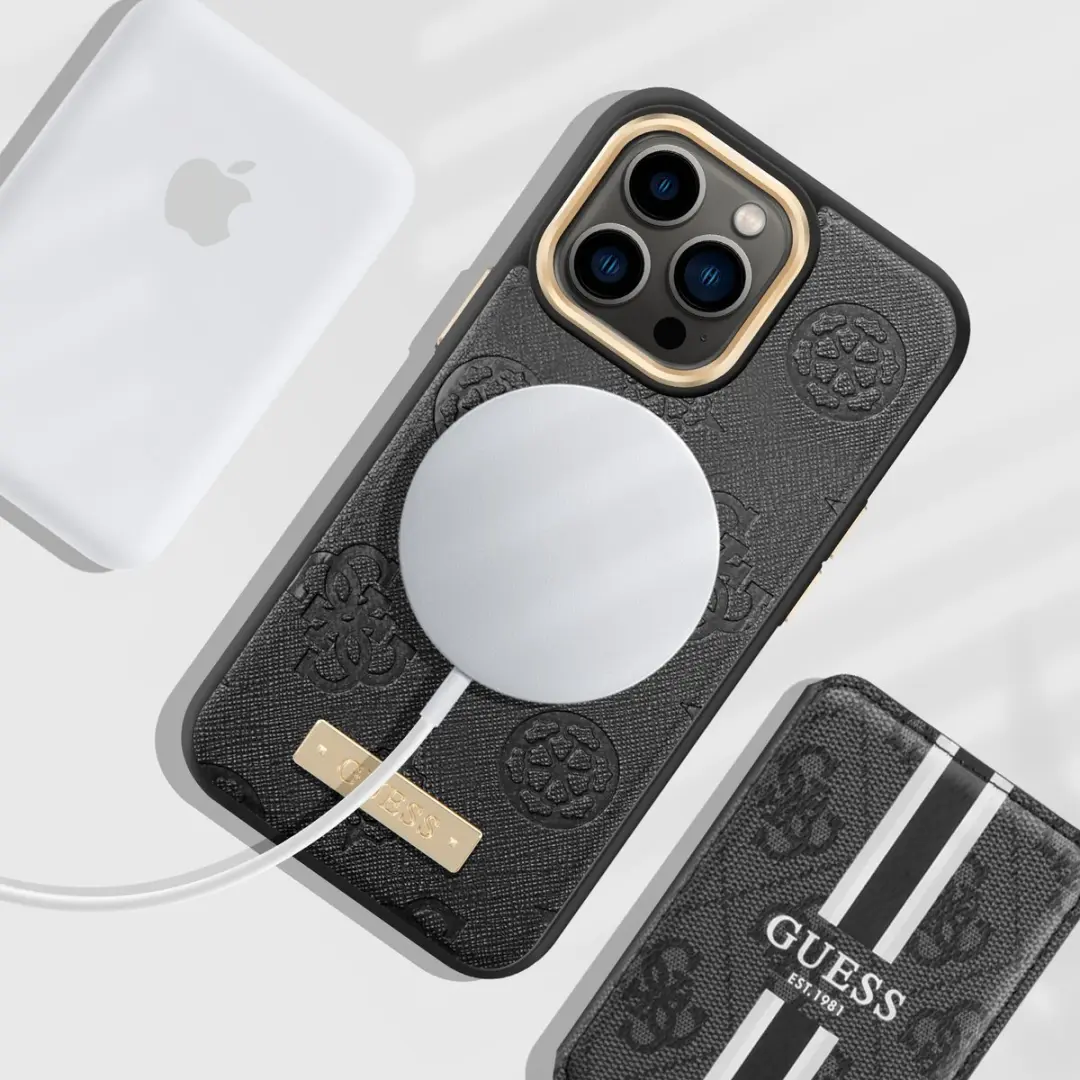 GUESS Hoesje iPhone 13 Pro Max - PU Leer MagSafe - Zwart