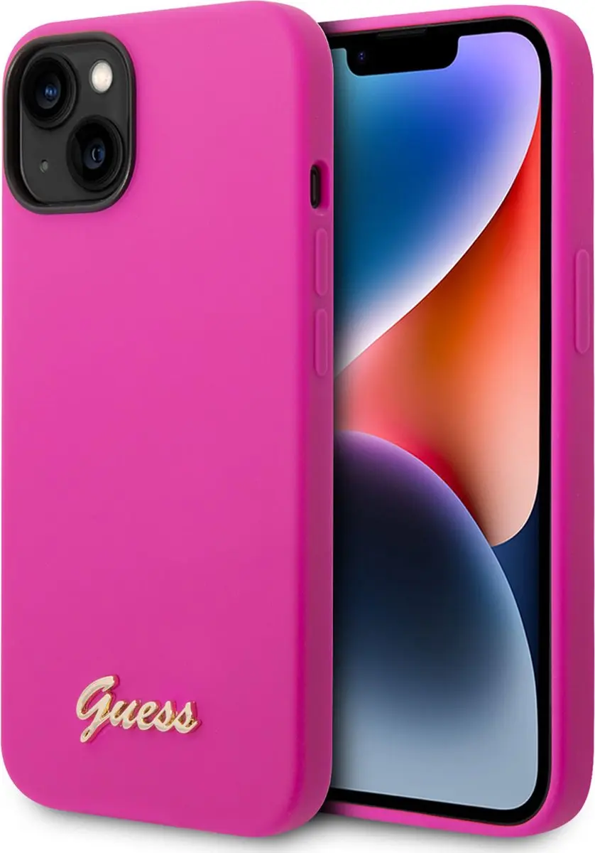 GUESS iPhone 14 Plus Silicone Hoes - Fuchsia - MPN 3666339064938