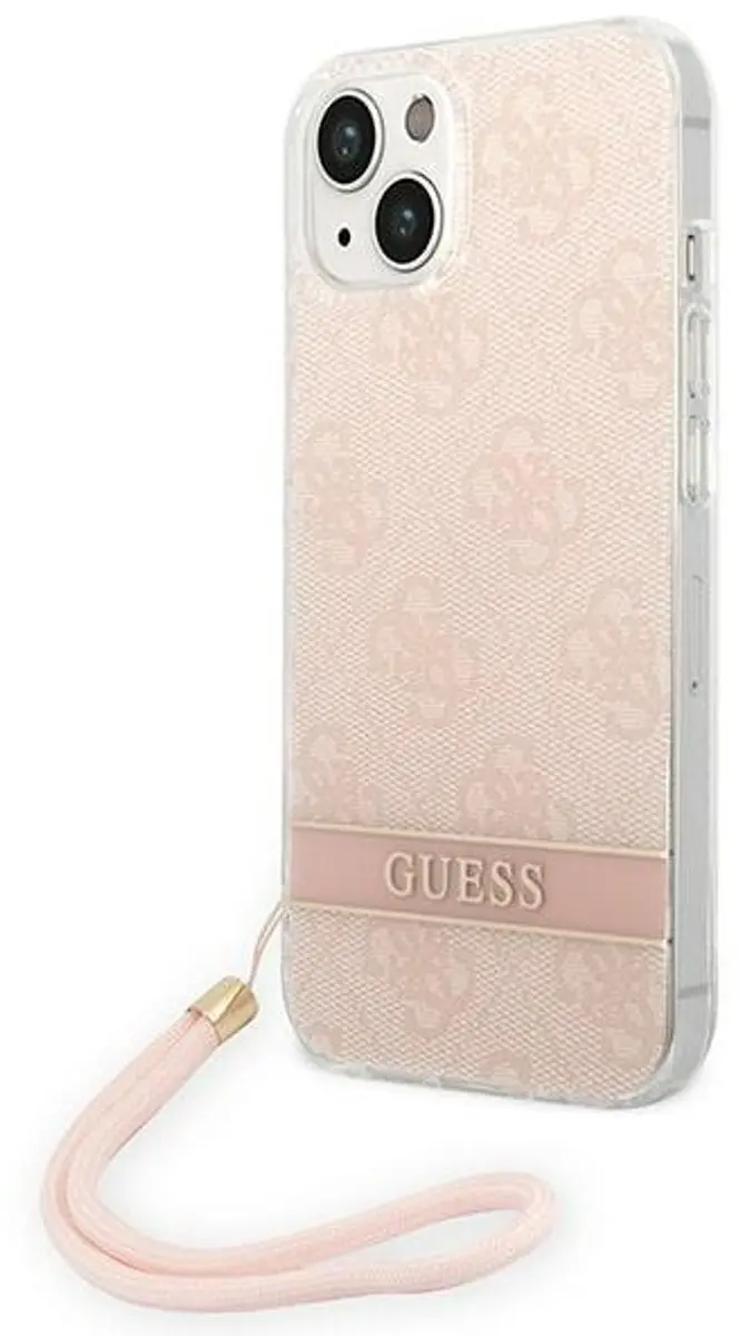 Guess 4G Printed Back Case met Strap - iPhone 14 Plus Roze