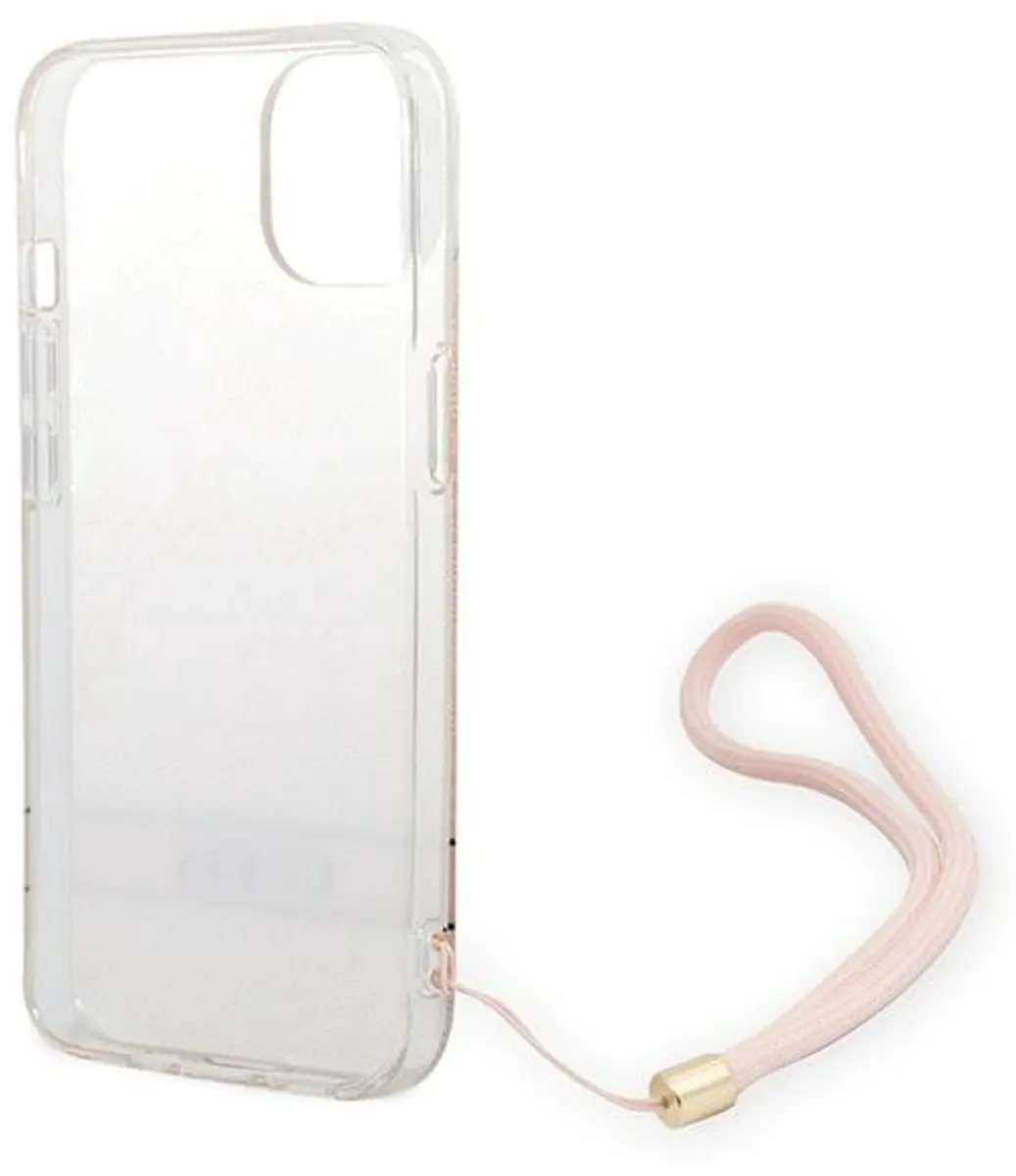 Guess 4G Printed Back Case met Strap - iPhone 14 Plus Roze
