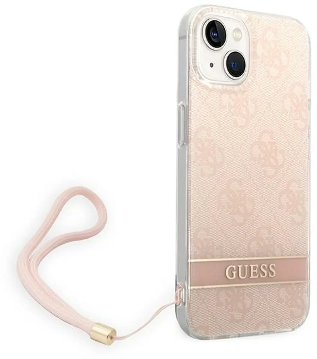Guess 4G Printed Back Case met Strap - iPhone 14 Plus Roze