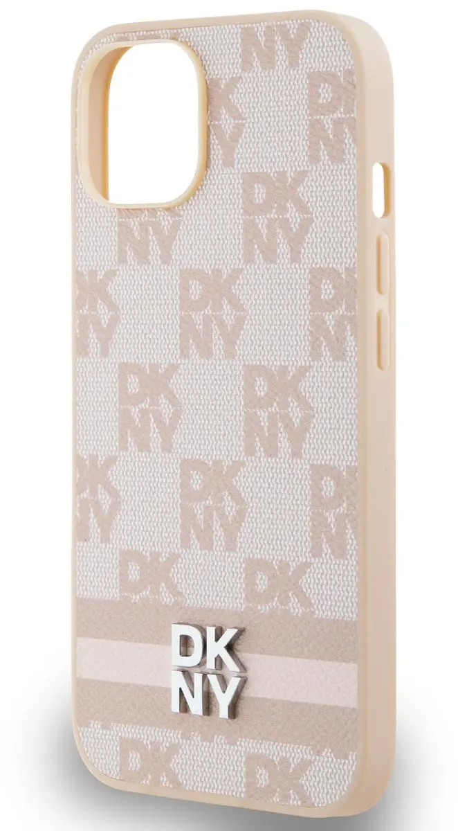 DKNY Checkered Printed Stripe Hoesje - iPhone 13 - Roze