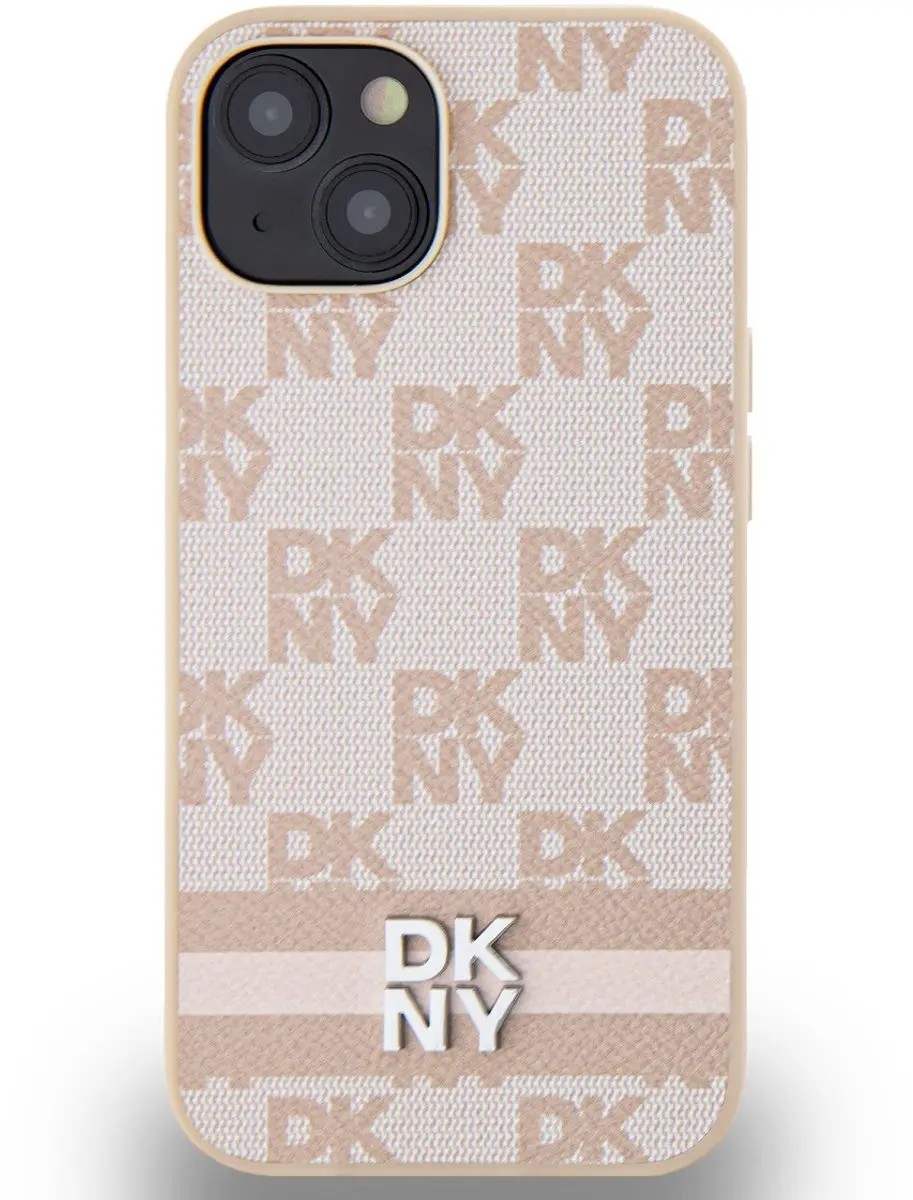 DKNY Checkered Printed Stripe Hoesje - iPhone 13 - Roze - afbeelding 6 van 6