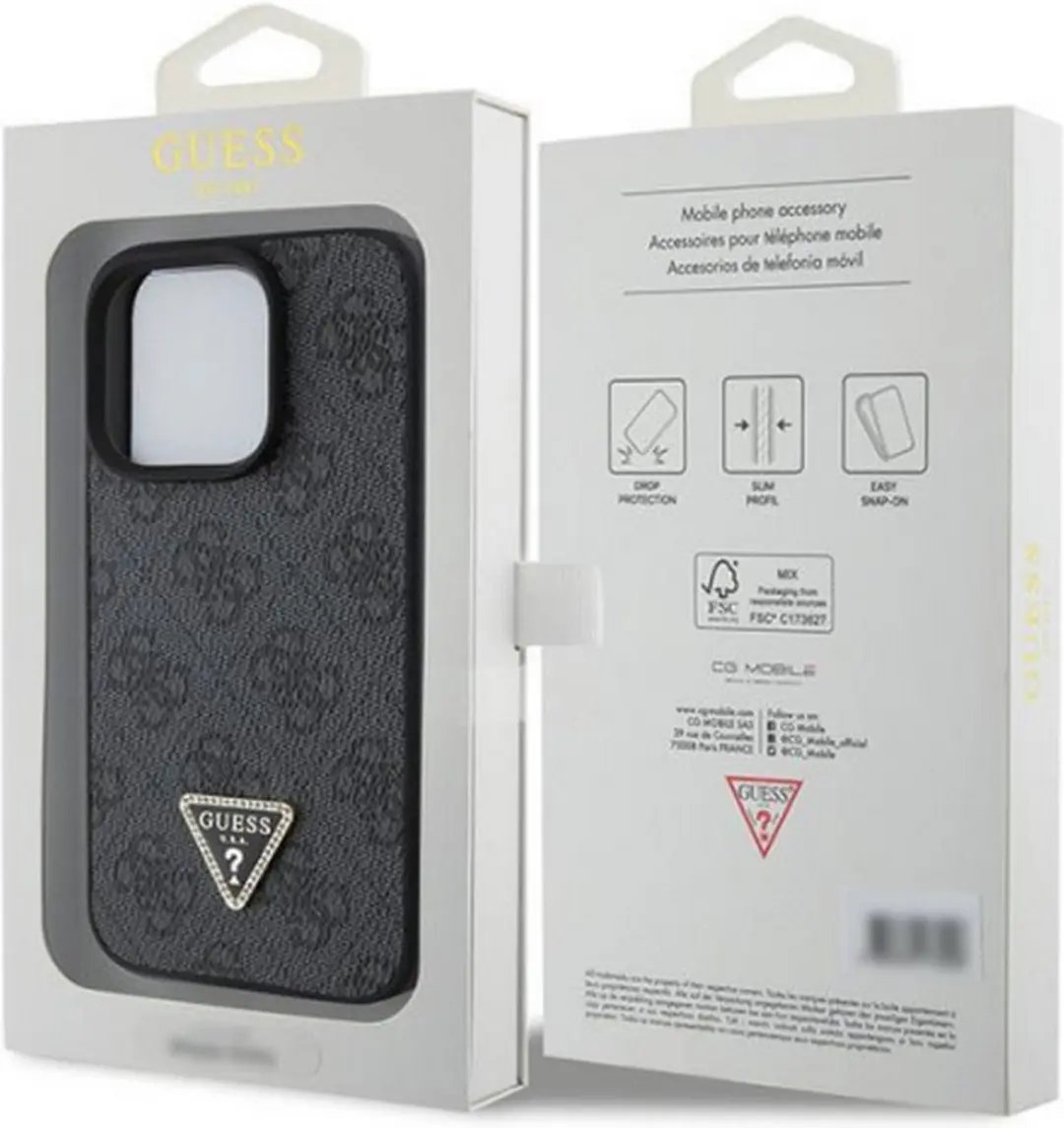 Guess 4G Triangle Logo Hoesje iPhone 15 Pro Max - Grijs