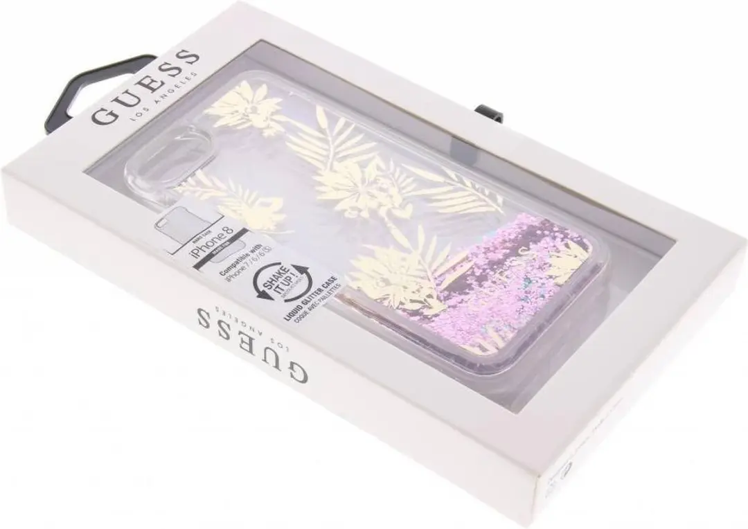 GUESS Palm Spring Glitter Case - Roze - iPhone 7 Plus