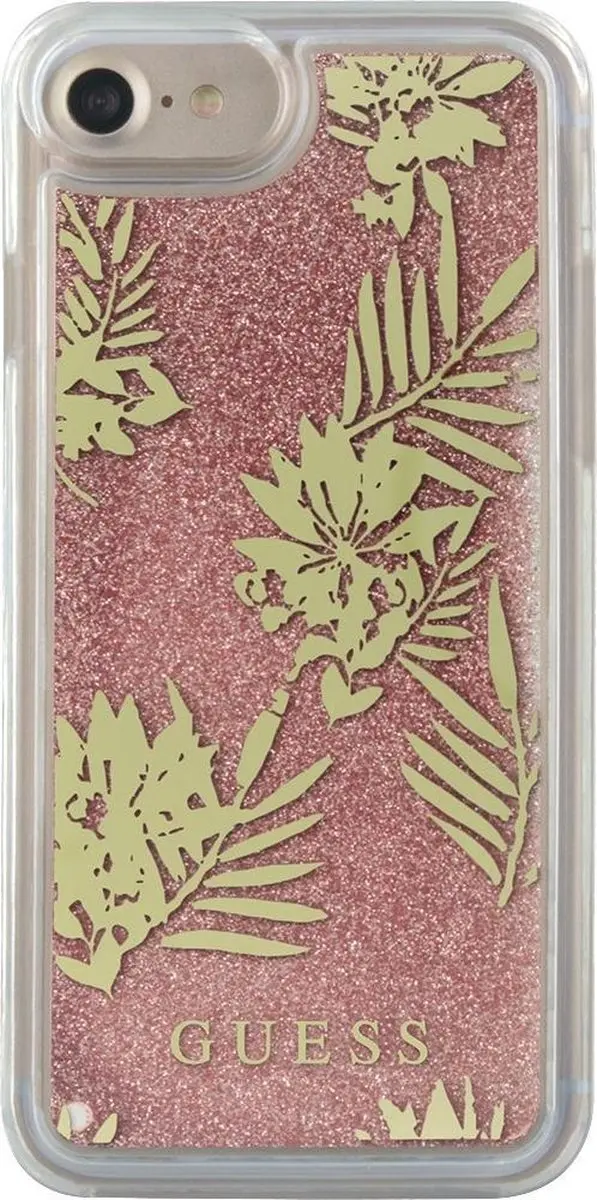 GUESS Palm Spring Glitter Case - Roze - iPhone 7 Plus