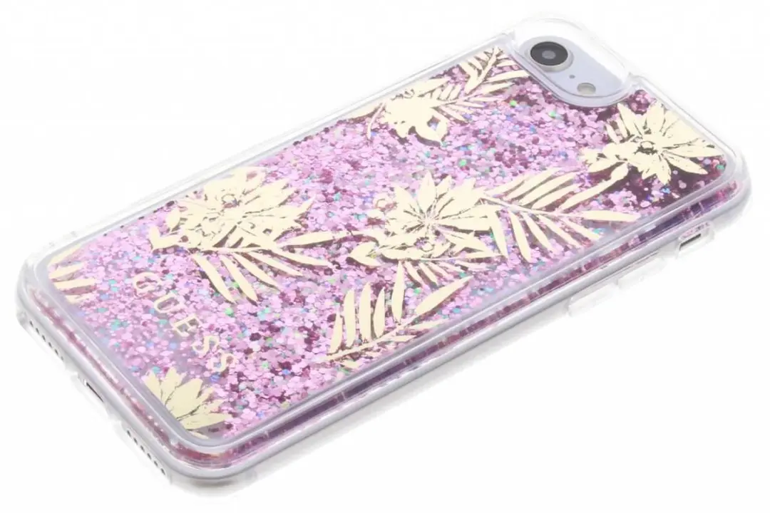 GUESS Palm Spring Glitter Case - Roze - iPhone 7 Plus
