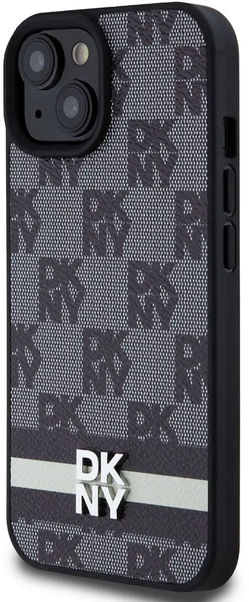 DKNY Checkered Printed Stripe Back Case - iPhone 15 - Zwart DKHCP15SPCPTSSK - afbeelding 6 van 6