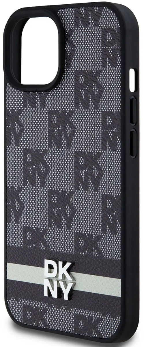 DKNY Checkered Printed Stripe Back Case - iPhone 15 - Zwart DKHCP15SPCPTSSK